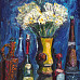 Старинные бутылки и цветы. 2006. Холст, масло. 80х60